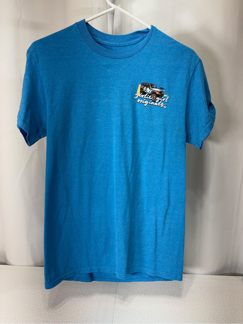 Girlie Girl Originals Short Sleeve Tee in Bright Blue with Chest Graphic 4289